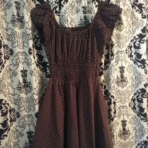 Brown/ white polka pot dress
